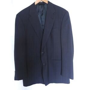 Vintage 90s Burberry Jacket Mens 42R Navy Wool Windowpane Suit Blazer‎ England
